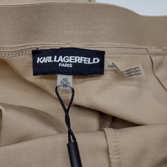 Women's Karl Lagerfeld Paris Tan Zip Detail Pull On Pants - Picture 5 of 6